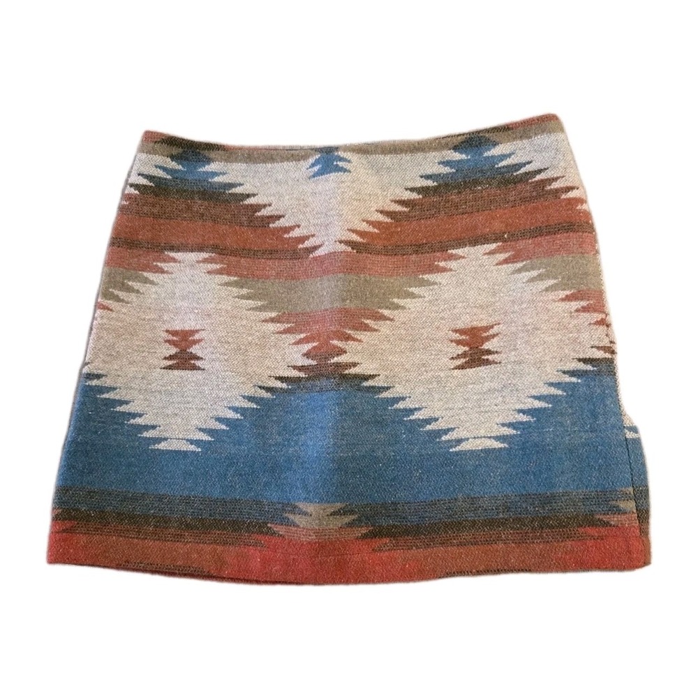 American Eagle Outfitters Wool Blend Lined Mini Skirt Southwestern Vibe Size 2